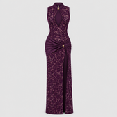 Maria Plunge Lace Dress - Purple