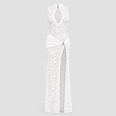 Maria Plunge Lace Dress - White